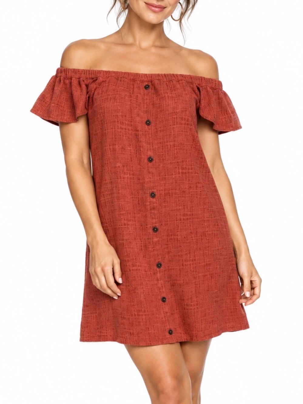 Madewell Texture & Thread Spiced Rose Off Shoulder Mini Dress Size Small